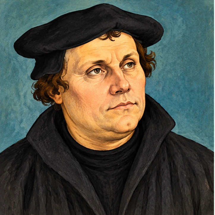 Künstlerische Illustration von Martin Luther als nachdenklichem Menschen
